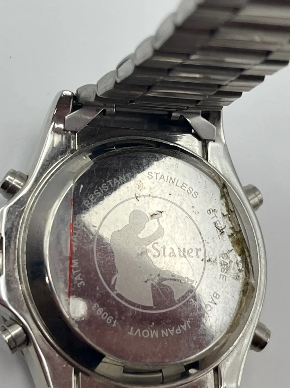 Stauer Men's Stainless Steel Chronograph Watch - Black Dial